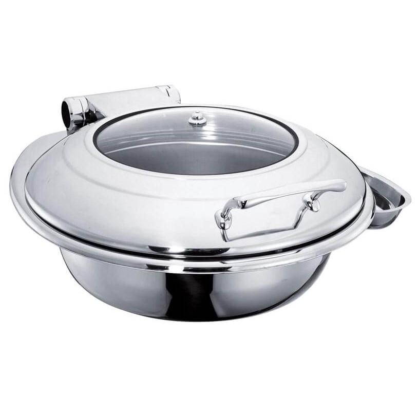 ÖZTİRYAKİLER 6 LT CHAFİNG DİSH 2/3 YUVARLAK AYAKLI-CAM KAPAKLI-BAKIR CDRO60GLMWC-RGÖztiryakiler 9450.RO60G.LMWCRG