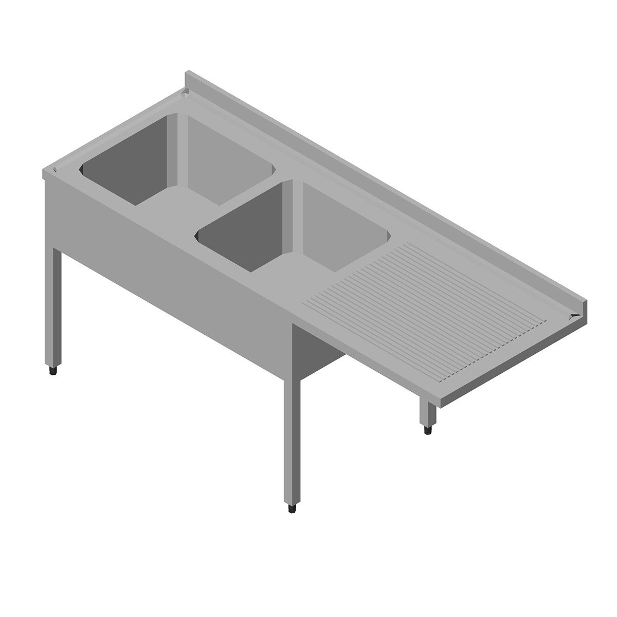 Öztiryakiler Bulaşık Makinesi Üstü Evyeli Tezgah 2G/1D Sağ 190*60