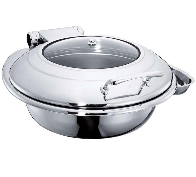 OZTIRYAKILER  CHAFING DISH YUVARLAK CAM KAPAKLI AYAKSIZ 6 L 2/3 GNÖztiryakiler 9450.GWM60.BGL