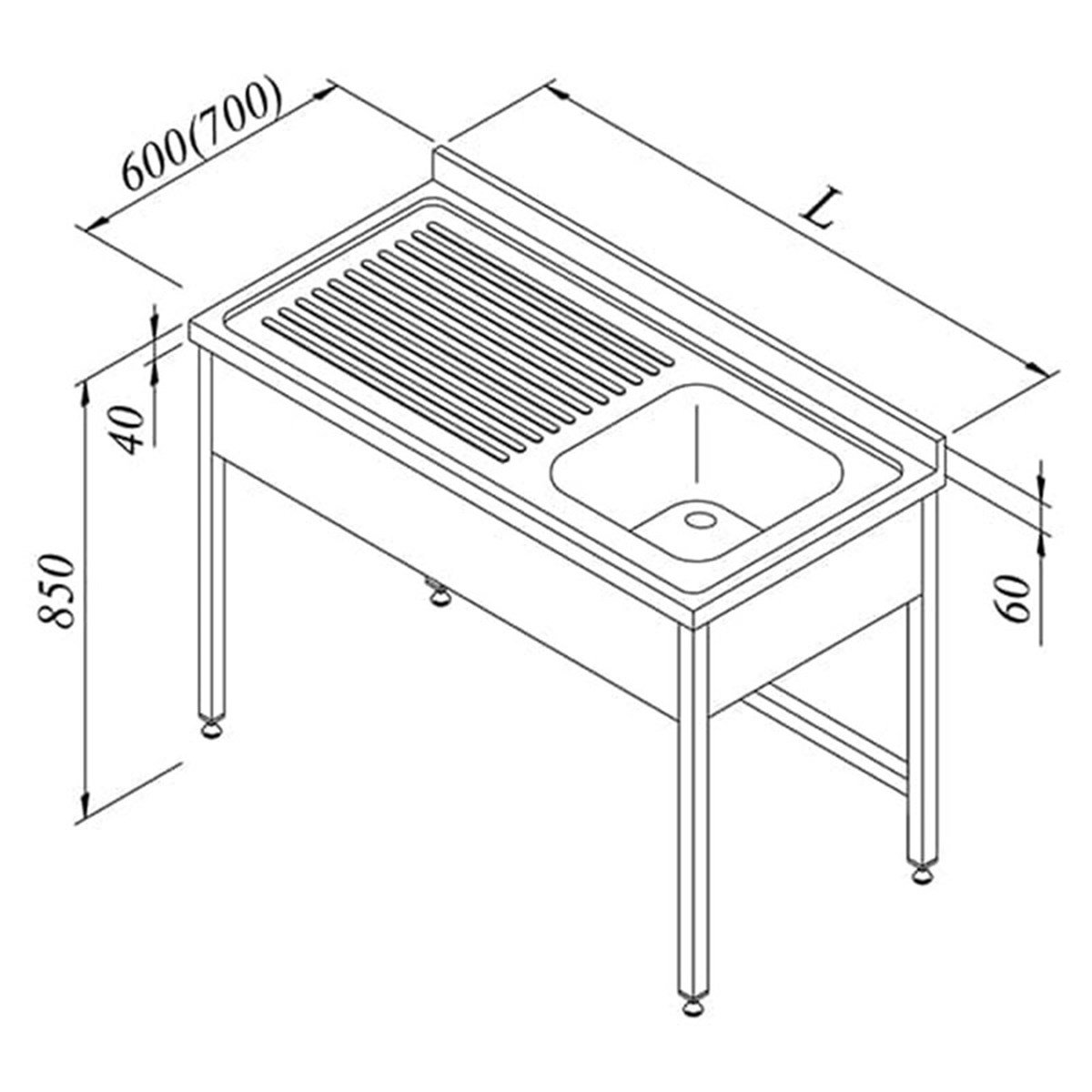 Öztiryakiler Evyeli Tezgah 1G/1D Sol 3 Perdeli 140*70