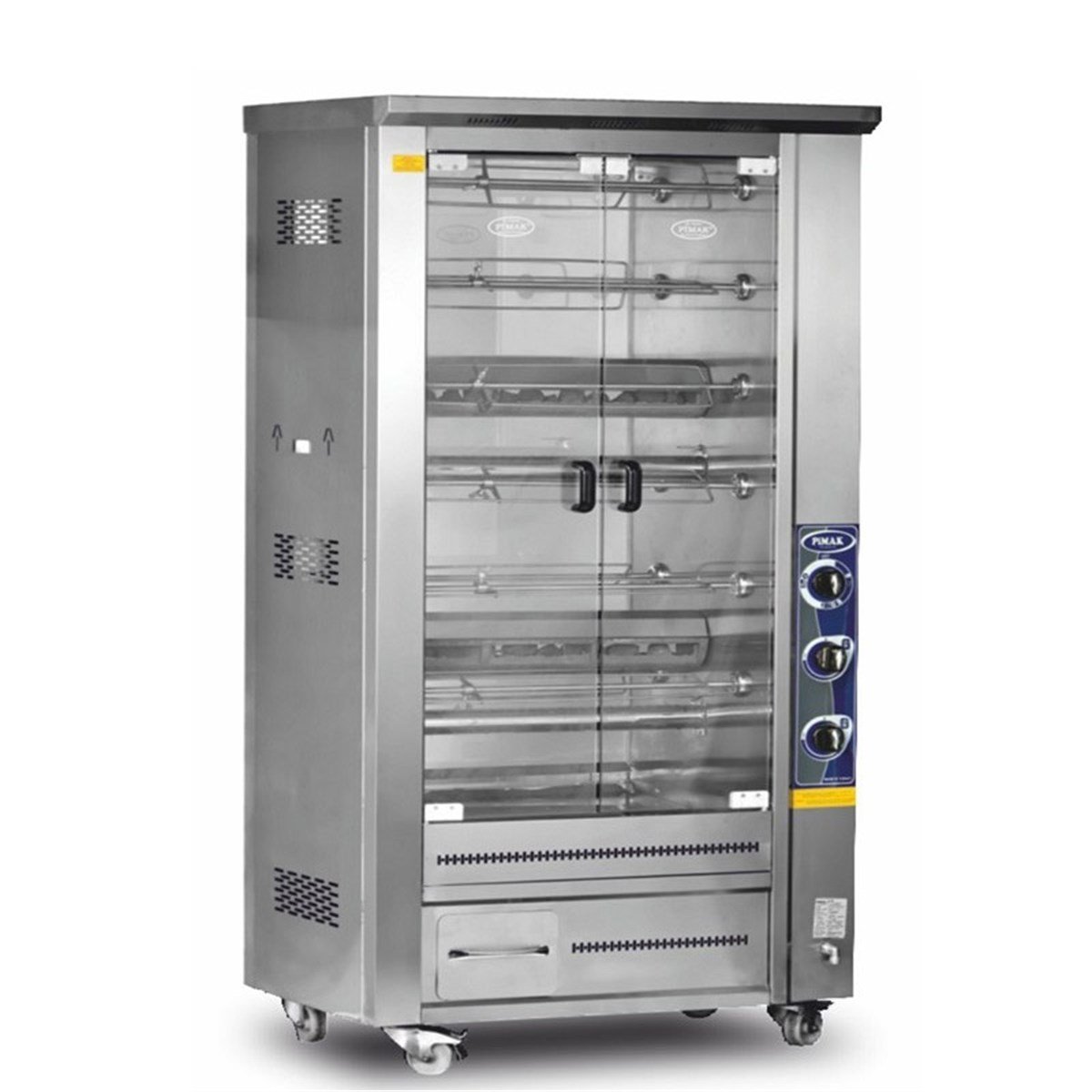 Pimak PI4/M011B Gazlı Çift Vitrinli Lavtaşlı Piliç Makinesi