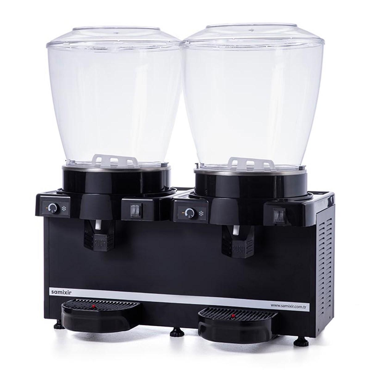 Samixir 22+22 L Panoramik Twın Karıştırıcı+Karıştırıcılı Soğuk İçecek Dispenseri Analog Siyah-R134A-50Hz