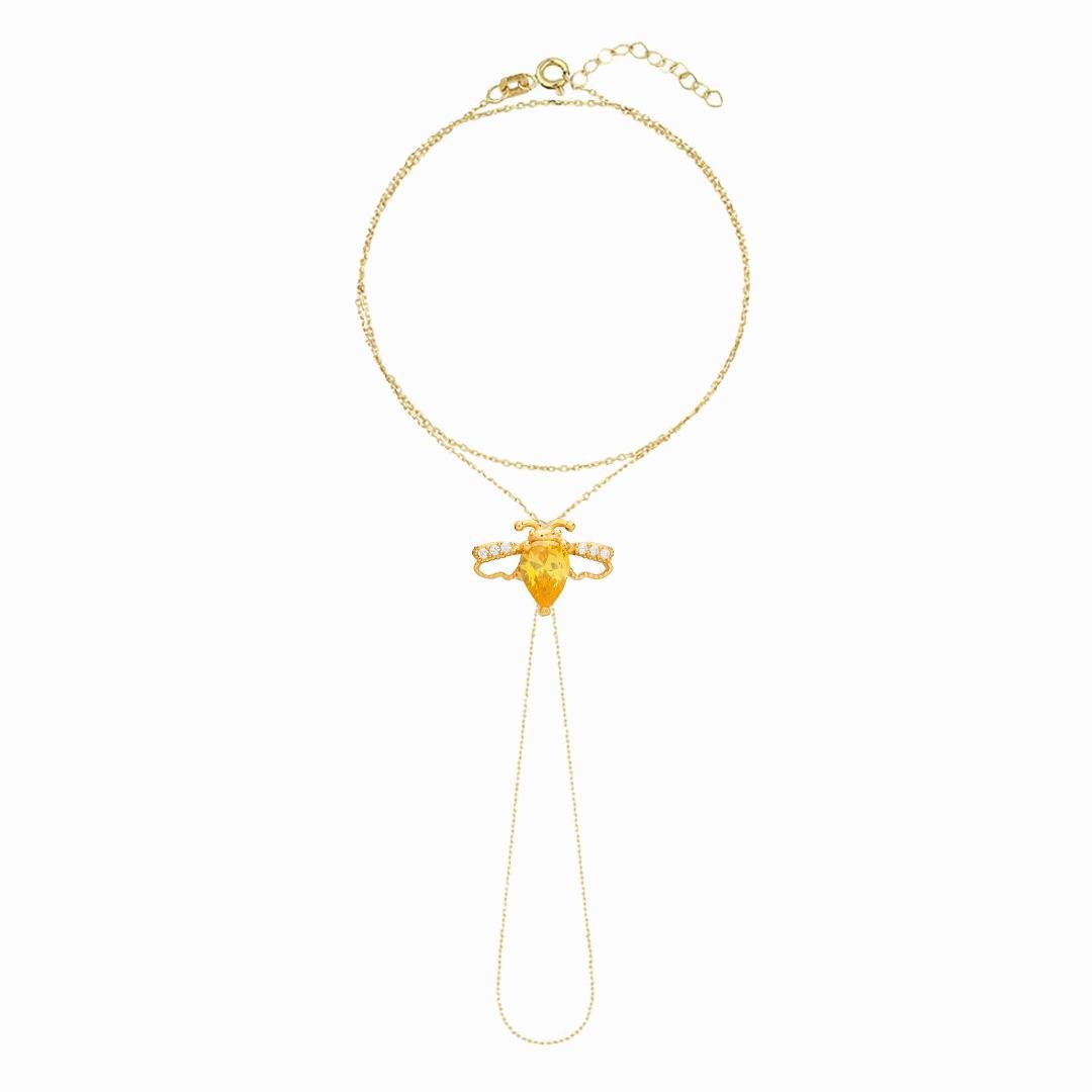  925 Ayar Gümüş Sitrin Arı Tasarım Şahmeran Bileklik