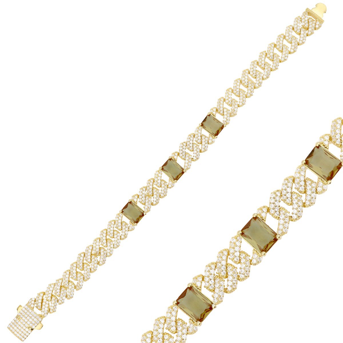  925 Ayar Gümüş Zultanit Taşlı Zincir Bileklik