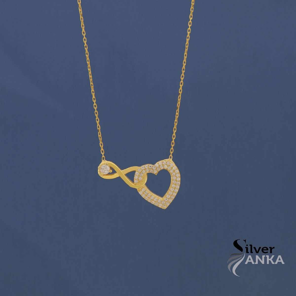925 Ayar Gold Sonsuzluk Kalp Kolye