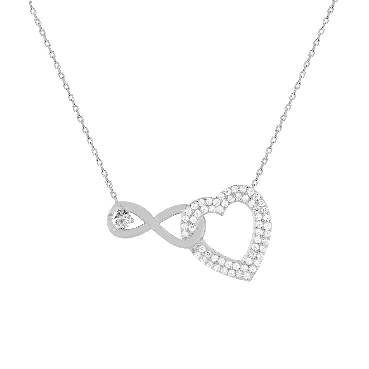 925 Ayar Gold Sonsuzluk Kalp Kolye