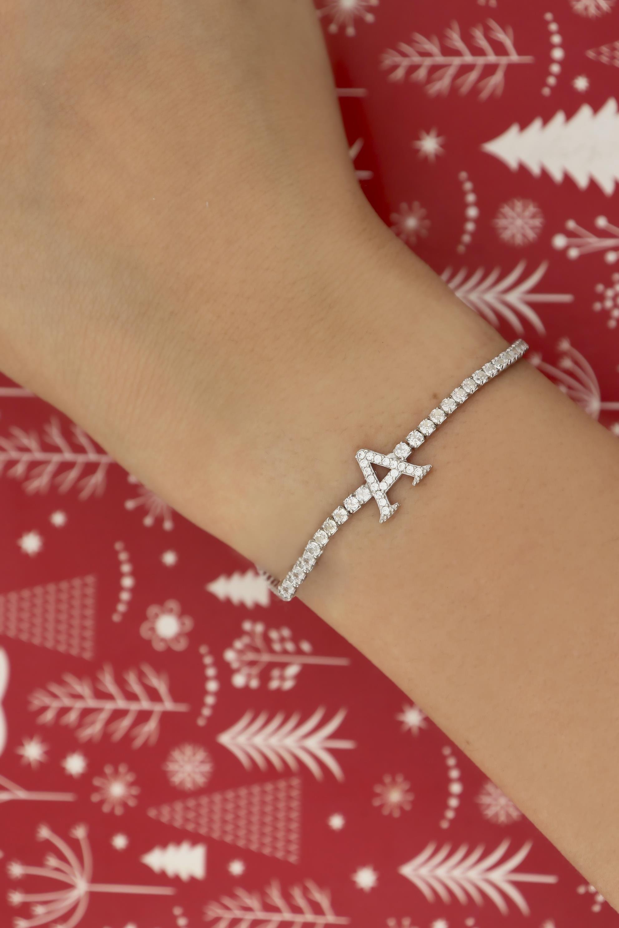 925 Ayar Gümüş 2 mm Su Yolu Harf Bileklik