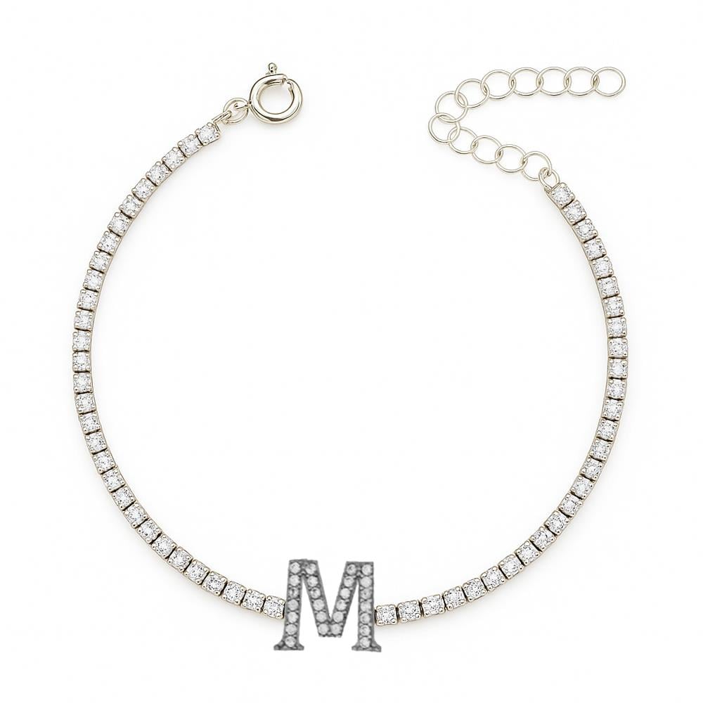 925 Ayar Gümüş 2 mm Su Yolu Harf Bileklik