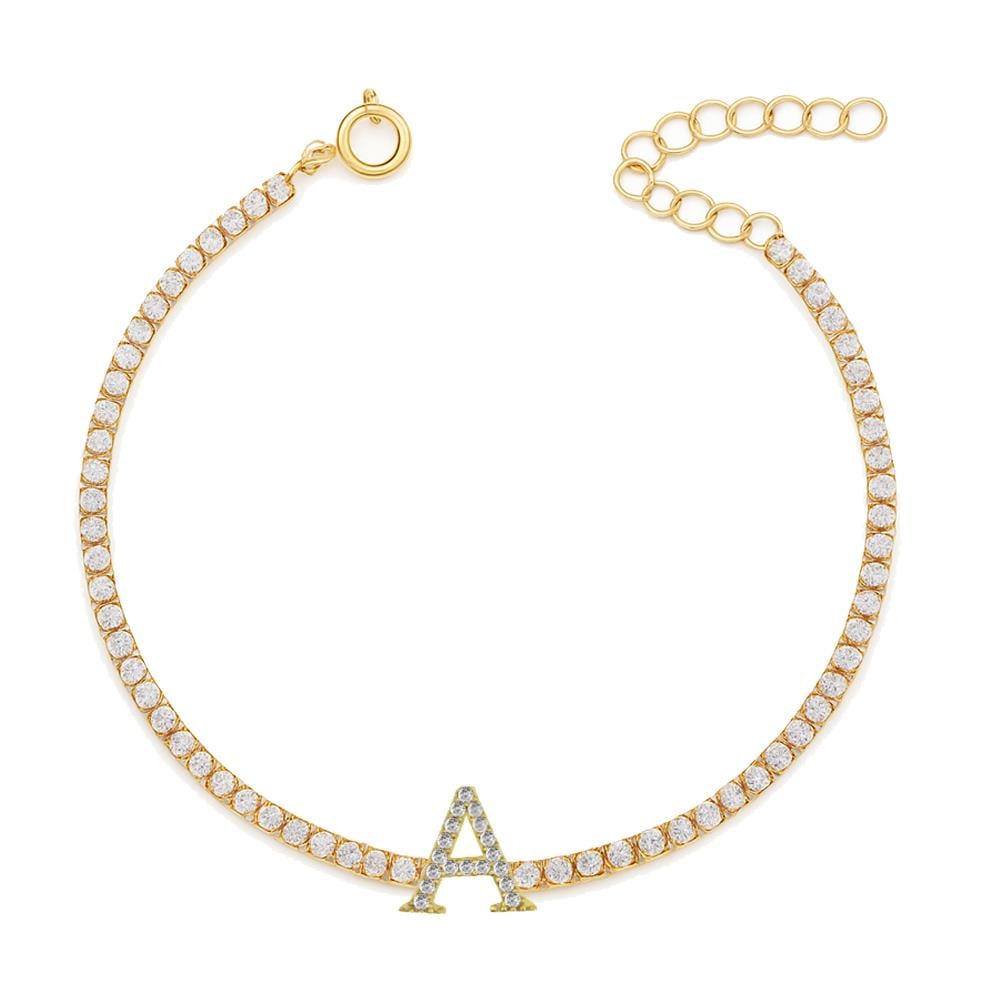 925 Ayar Gümüş 2 mm Su Yolu Harf Bileklik