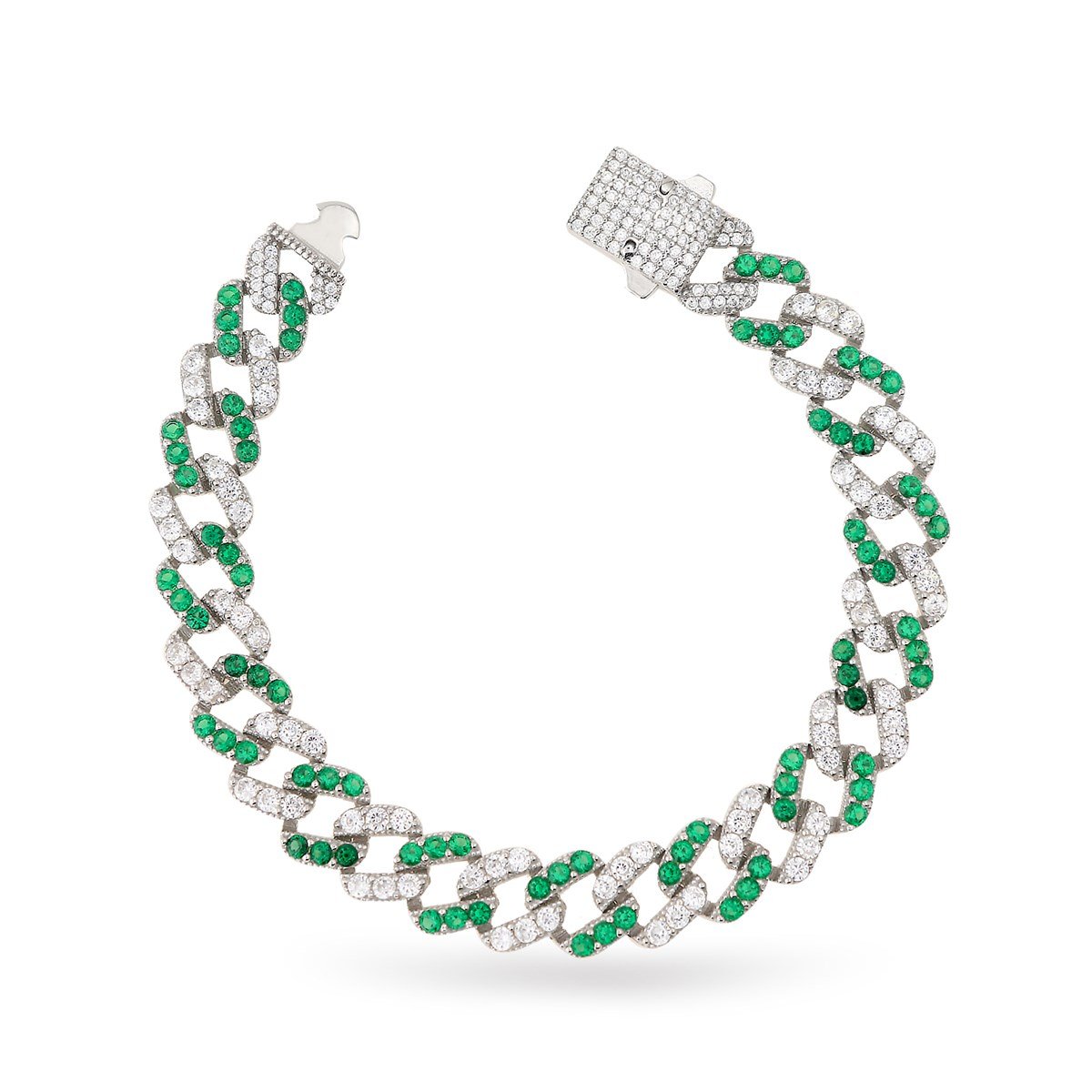 925 Ayar Gümüş 2 Renkli Gurmet Zincir Rodyumlu Gümüş Bileklik