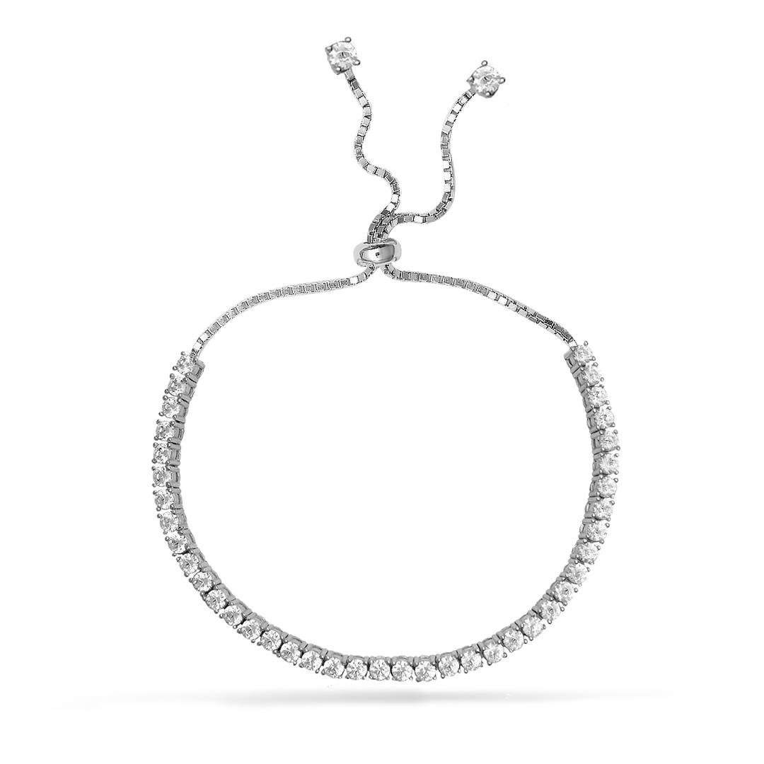 925 Ayar Gümüş 3 mm Taşlı Asansörlü Su Yolu Bileklik