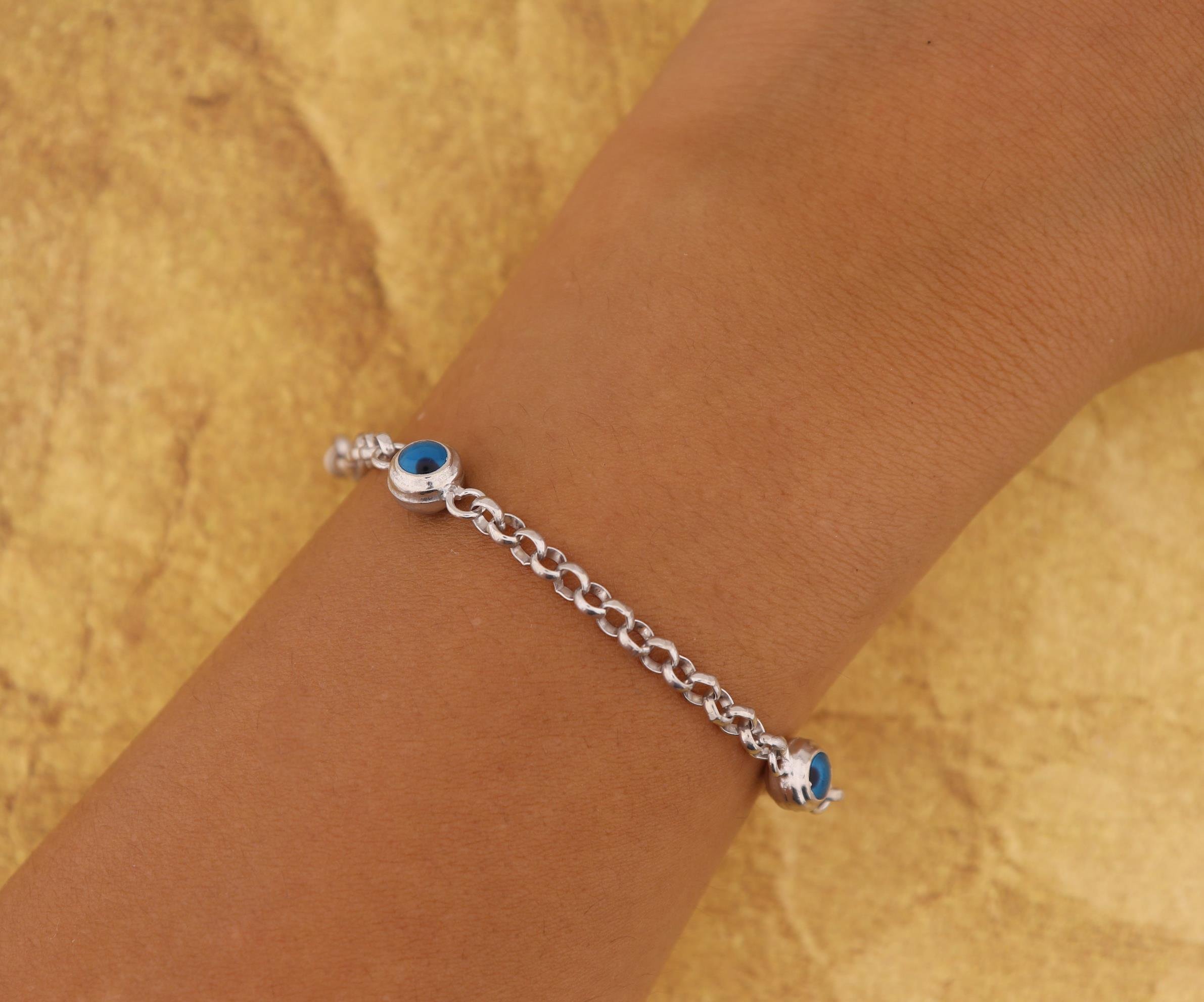 925 Ayar Gümüş 3 Nazar Gözlü Bileklik