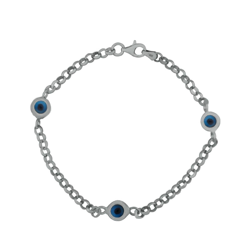 925 Ayar Gümüş 3 Nazar Gözlü Bileklik