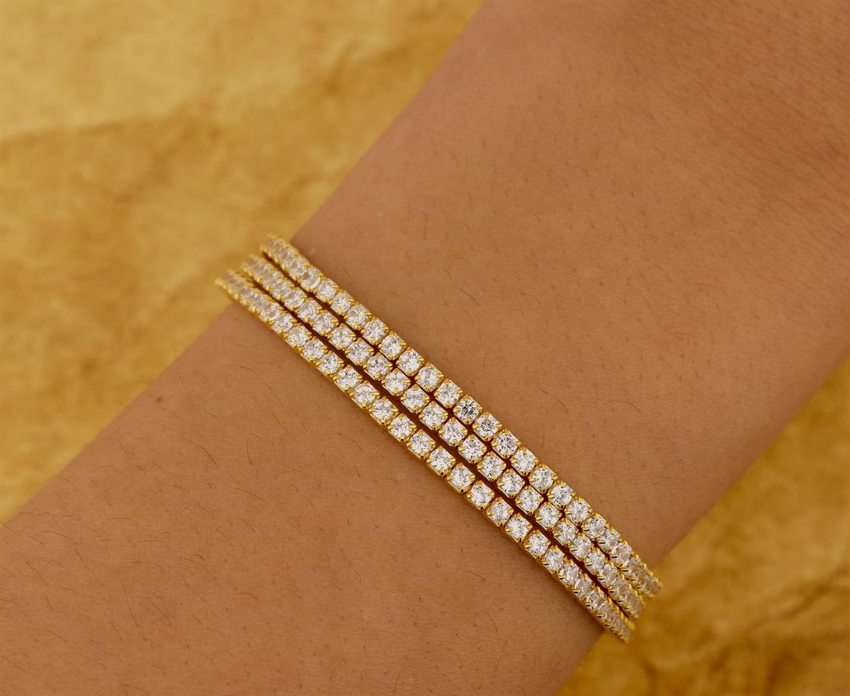 925 Ayar Gümüş 3 Sıra Işık Seli Su Yolu Bileklik