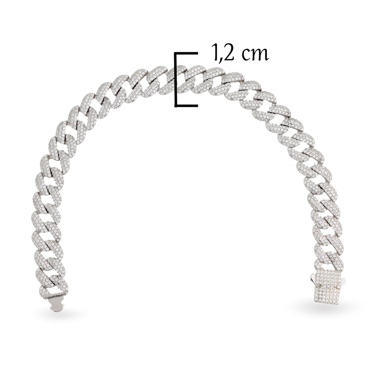 925 Ayar Gümüş 3 Sıra Taşlı Kalın Gurmet Zincir Bileklik