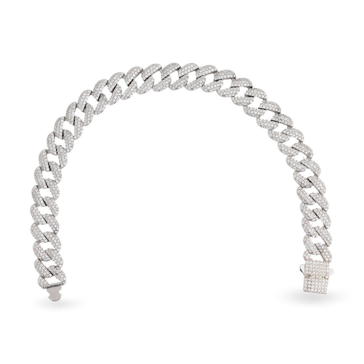 925 Ayar Gümüş 3 Sıra Taşlı Kalın Gurmet Zincir Bileklik