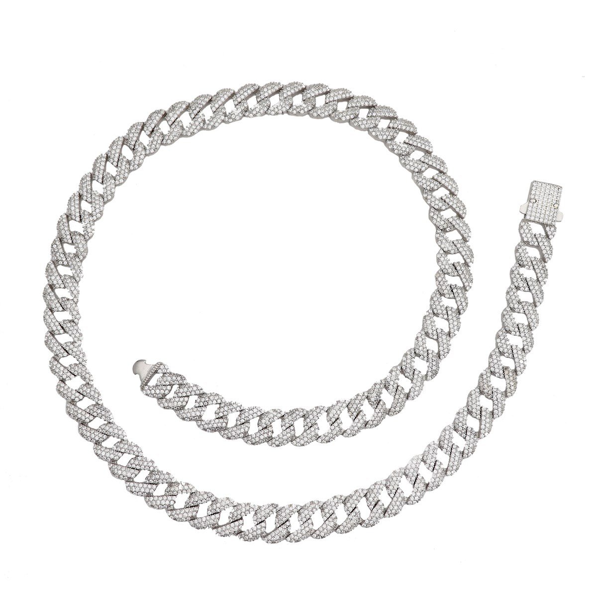 925 Ayar Gümüş 3 Sıra Taşlı Kalın Gurmet Zincir Kolye