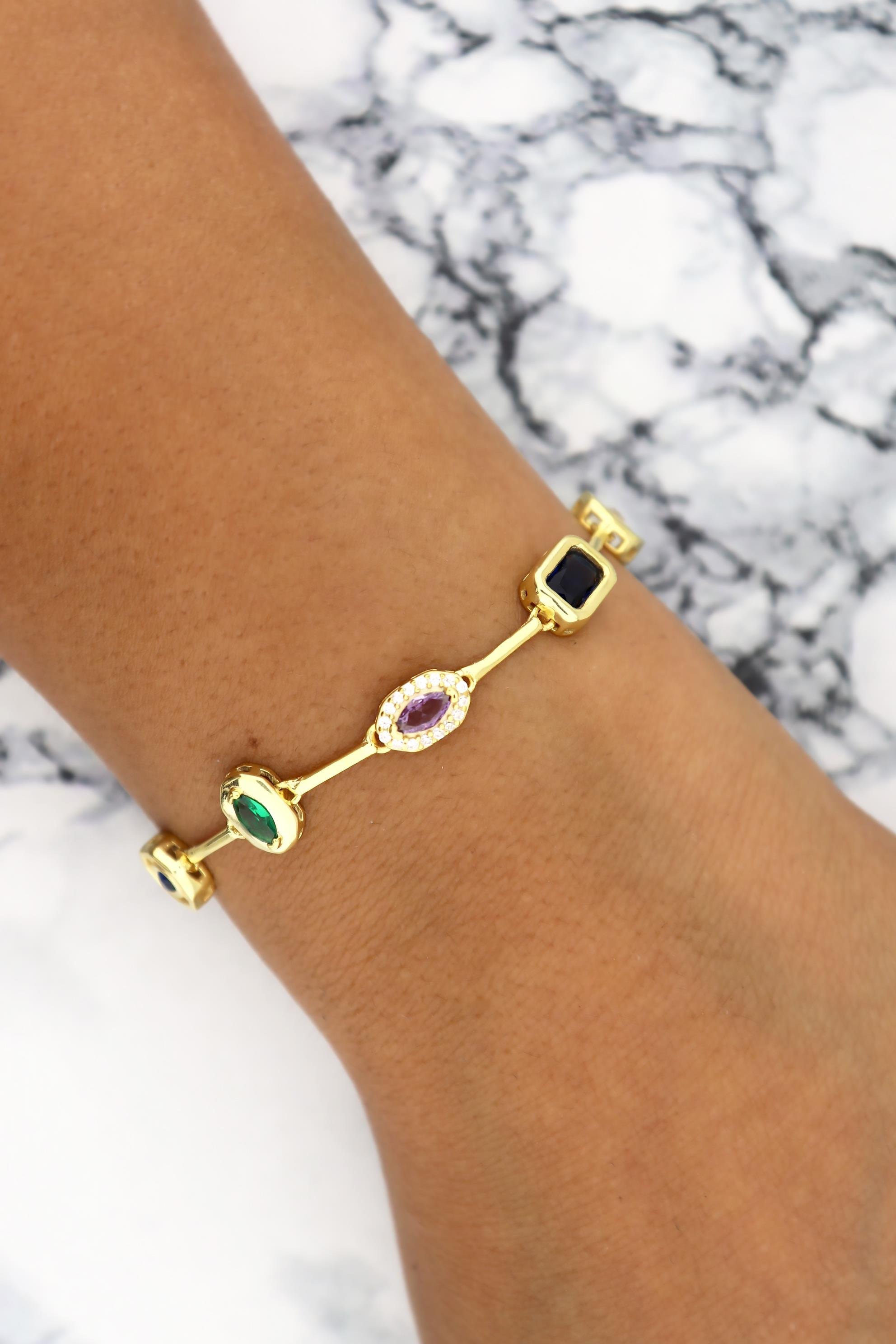 925 Ayar Gümüş 7 Element Aurora Y Model Bileklik