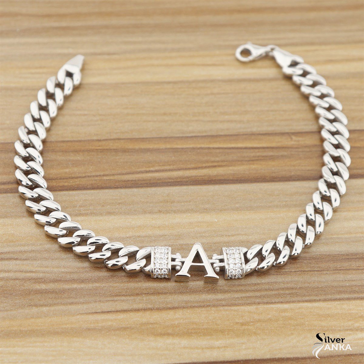 925 Ayar Gümüş A Harfi Bileklik