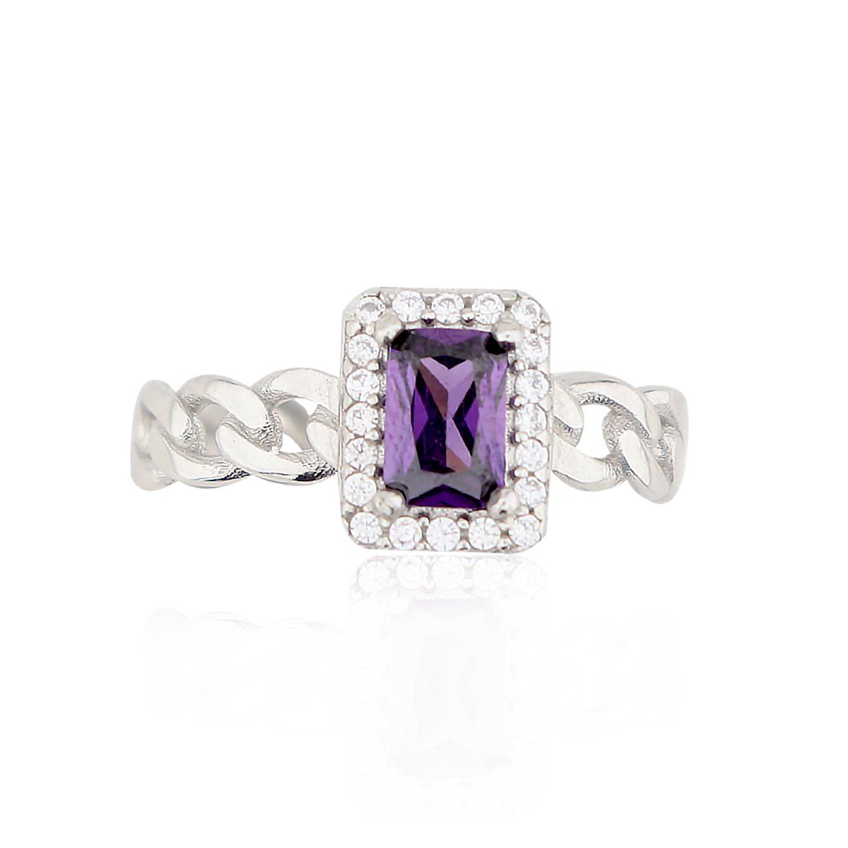 925 Ayar Gümüş Ametist Baget Takı Seti Zincir Detay