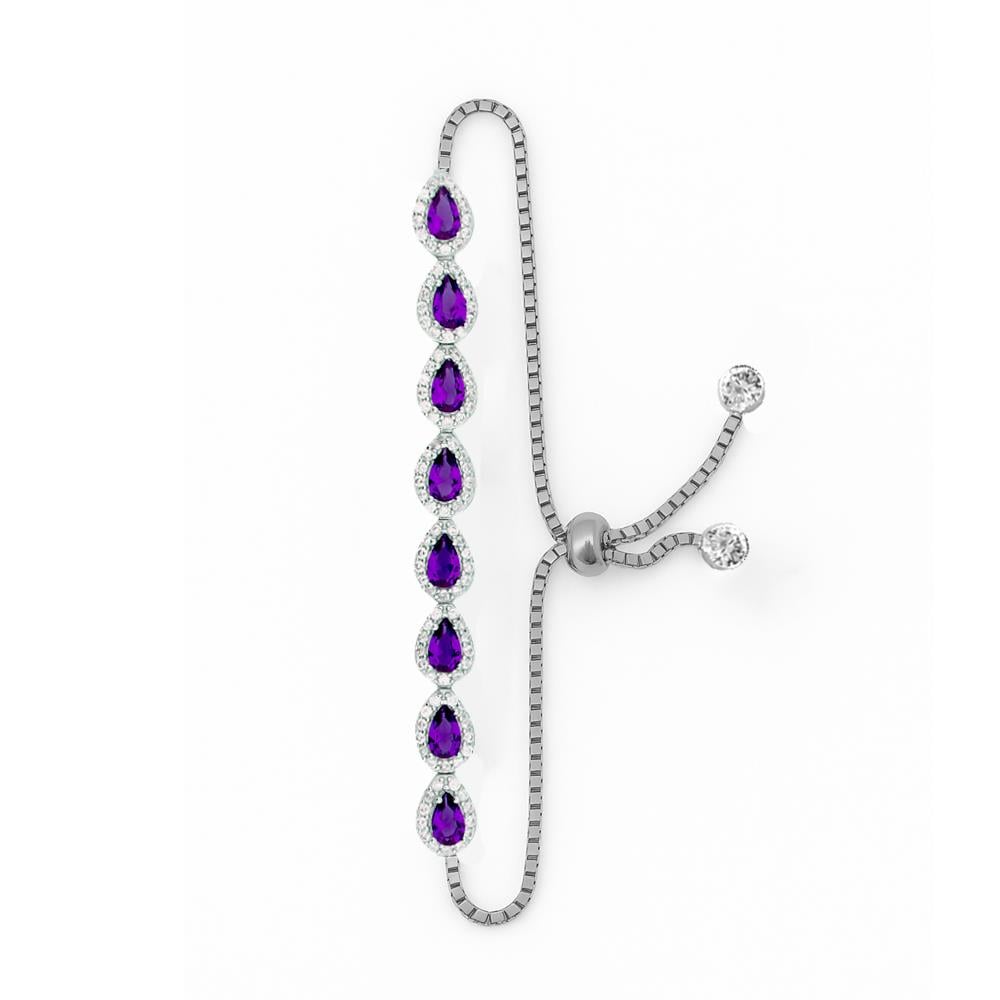 925 Ayar Gümüş Ametist Damla Taş Bileklik