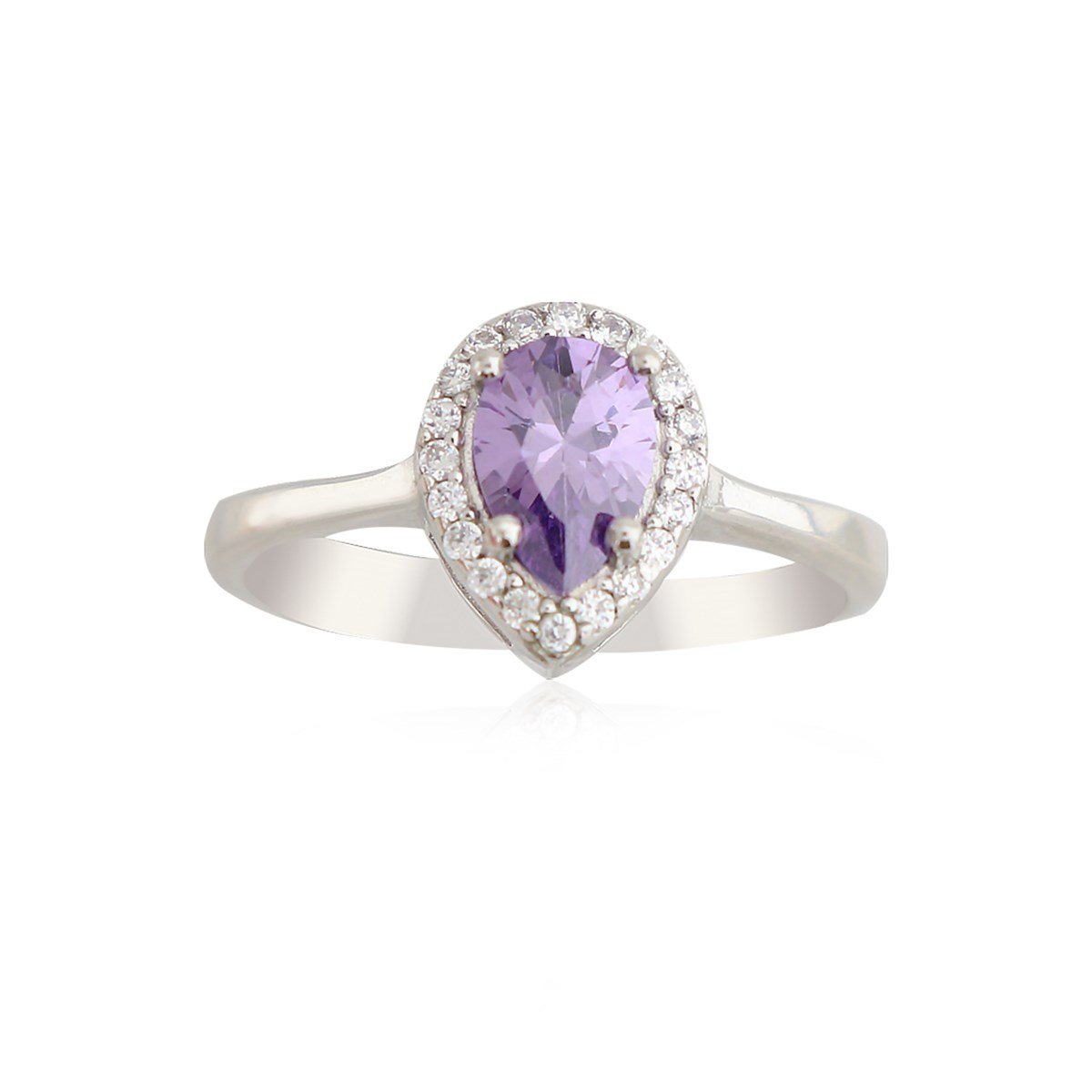 925 Ayar Gümüş Ametist Damla Taş Takı Seti