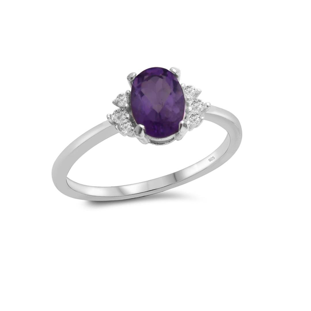 925 Ayar Gümüş Ametist Oval Taşlı Trend Takı Seti