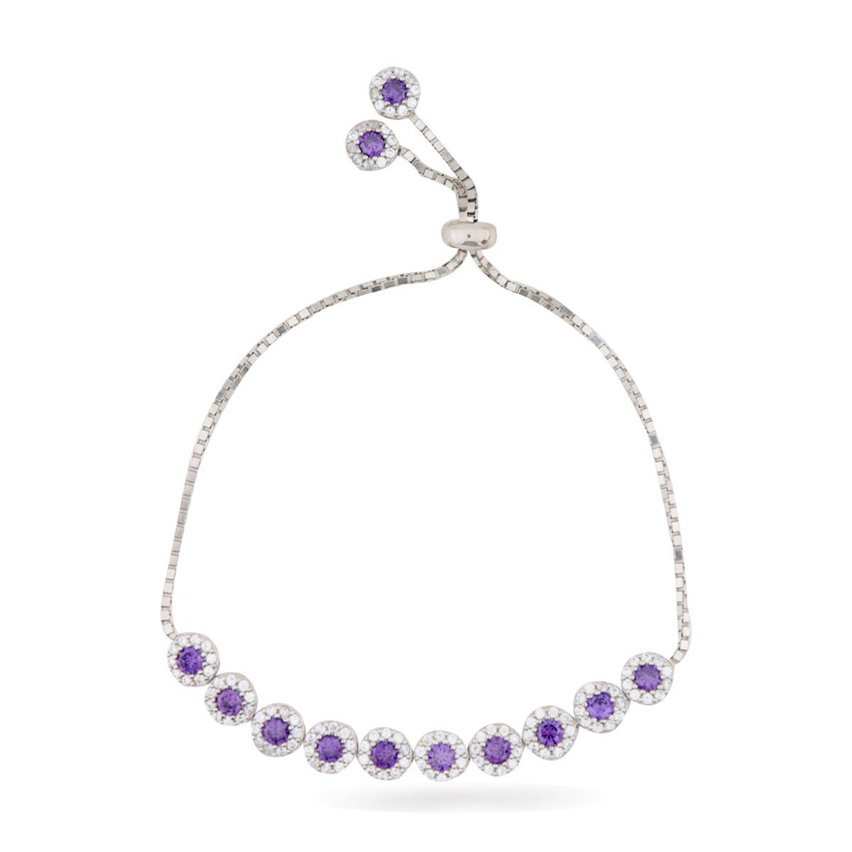 925 Ayar Gümüş Ametist Taşlı Asansörlü Bileklik