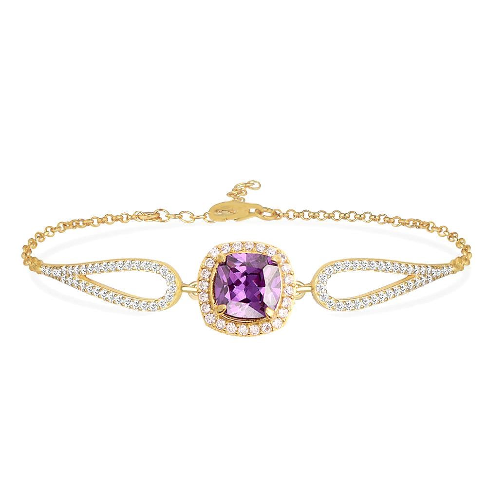 925 Ayar Gümüş Ametist Taşlı Bileklik