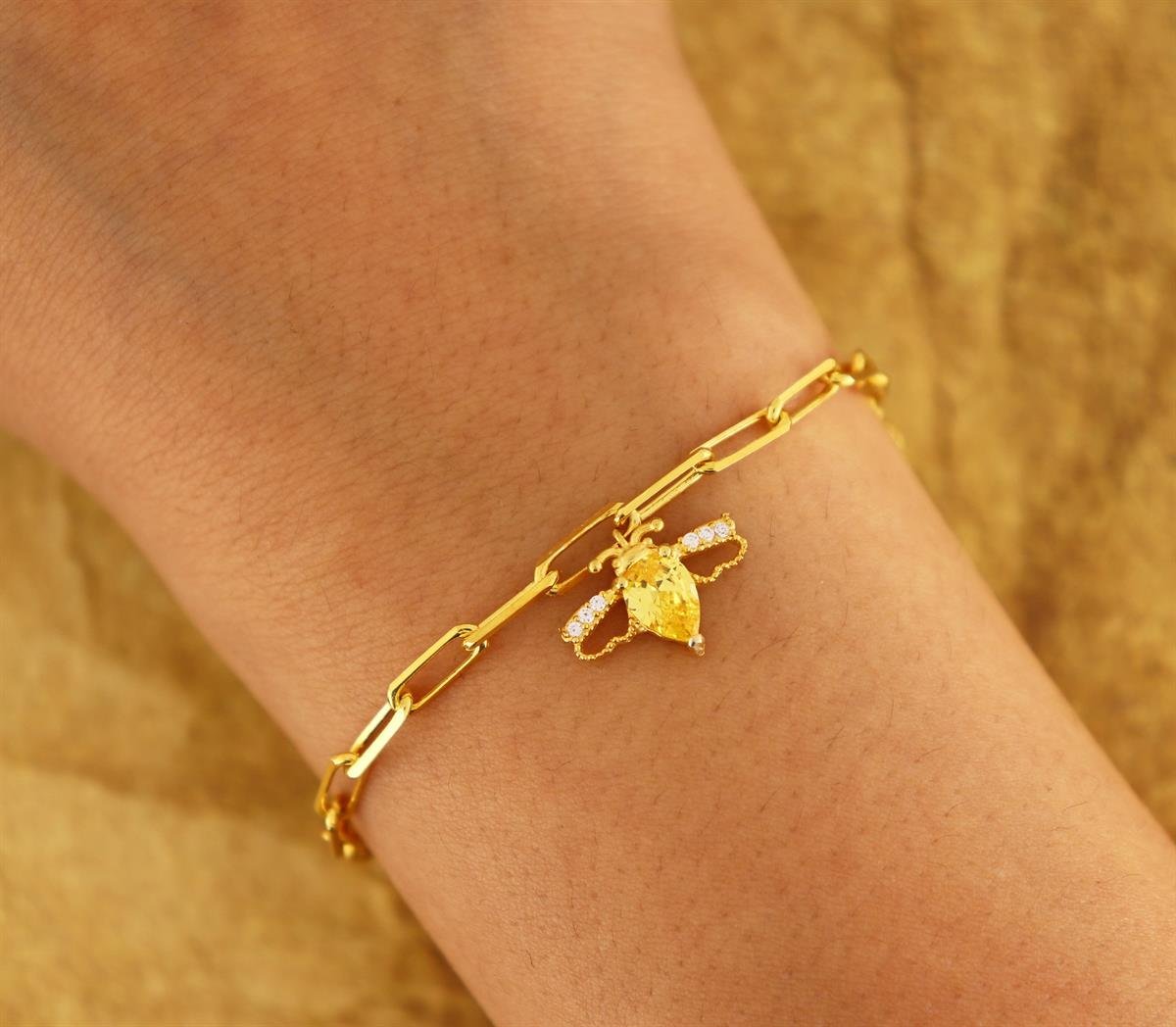 925 Ayar Gümüş Arı Detaylı Bileklik