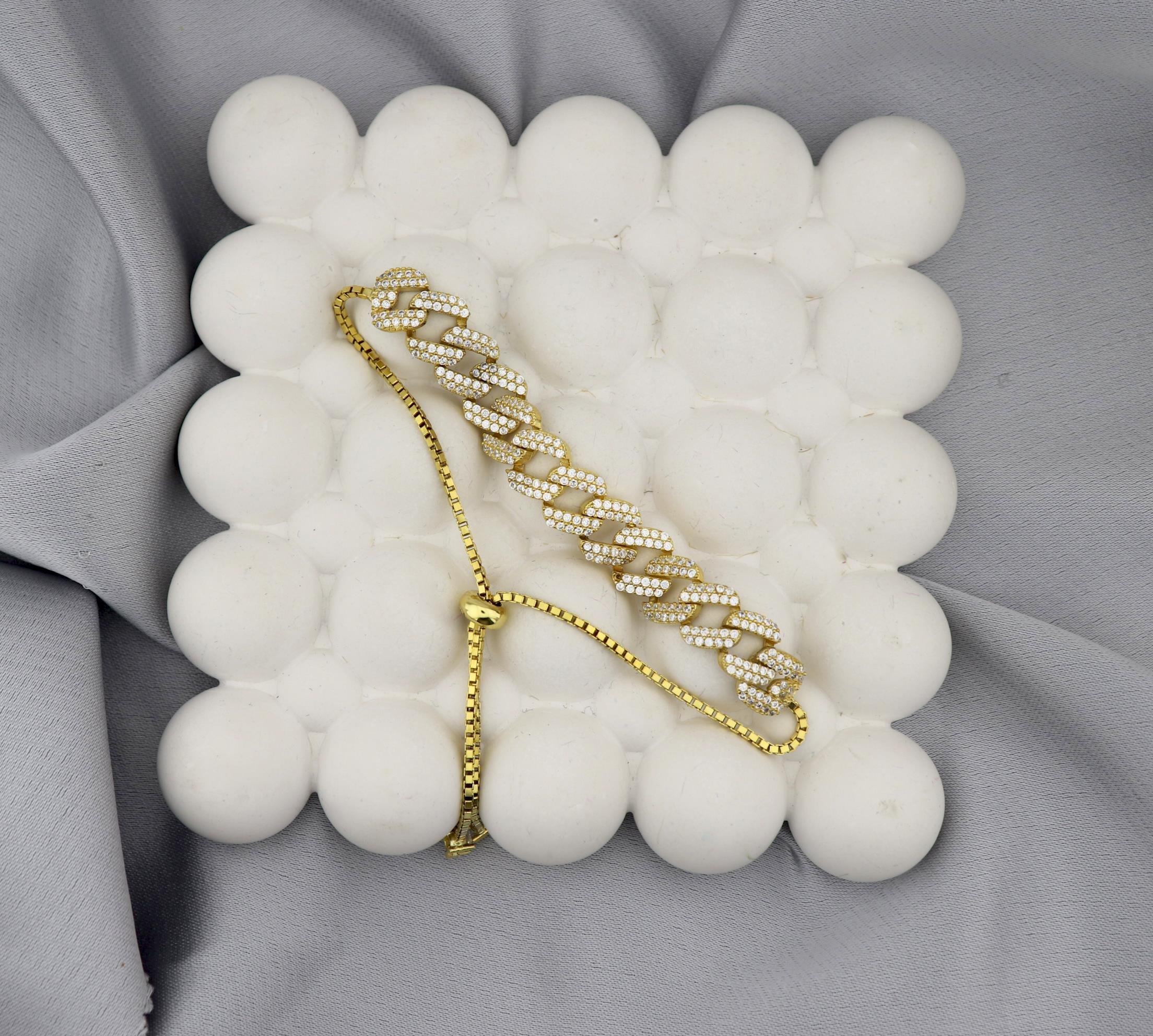 925 Ayar Gümüş Asansörlü Gold Gurmet Bileklik