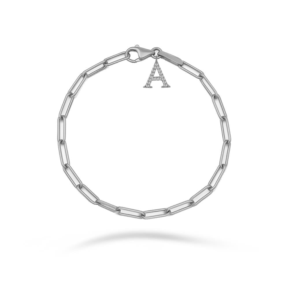 925 Ayar Gümüş Ataç Zincirli Harf  Bileklik