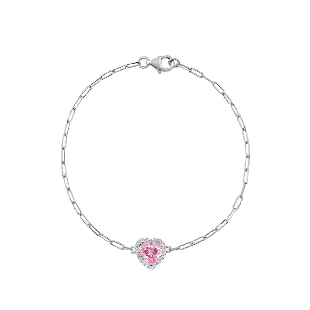 925 Ayar Gümüş Ataç Zincirli Kalp Bileklik