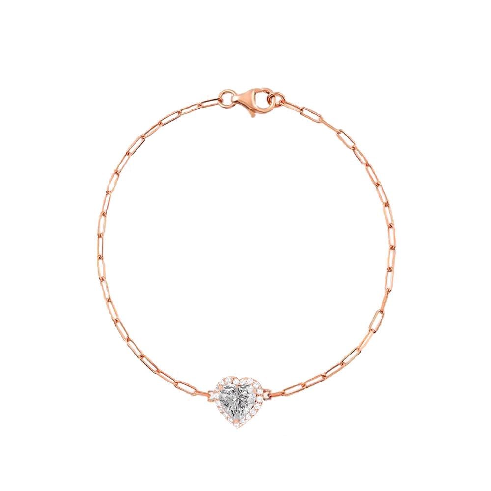 925 Ayar Gümüş Ataç Zincirli Kalp Bileklik