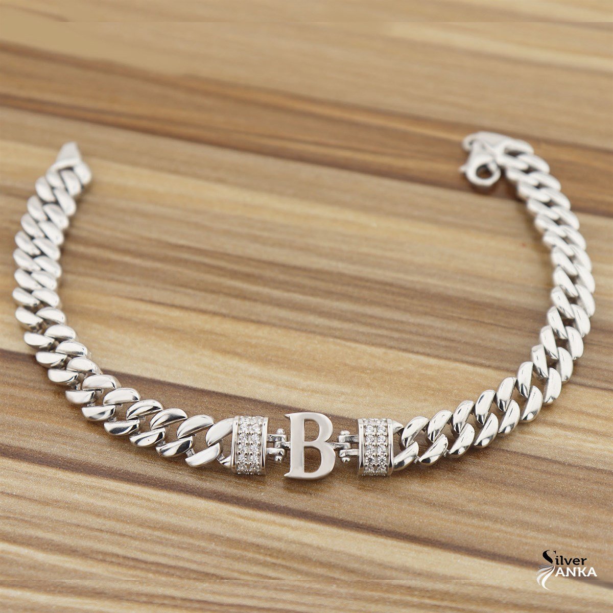 925 Ayar Gümüş B Harfi Bileklik