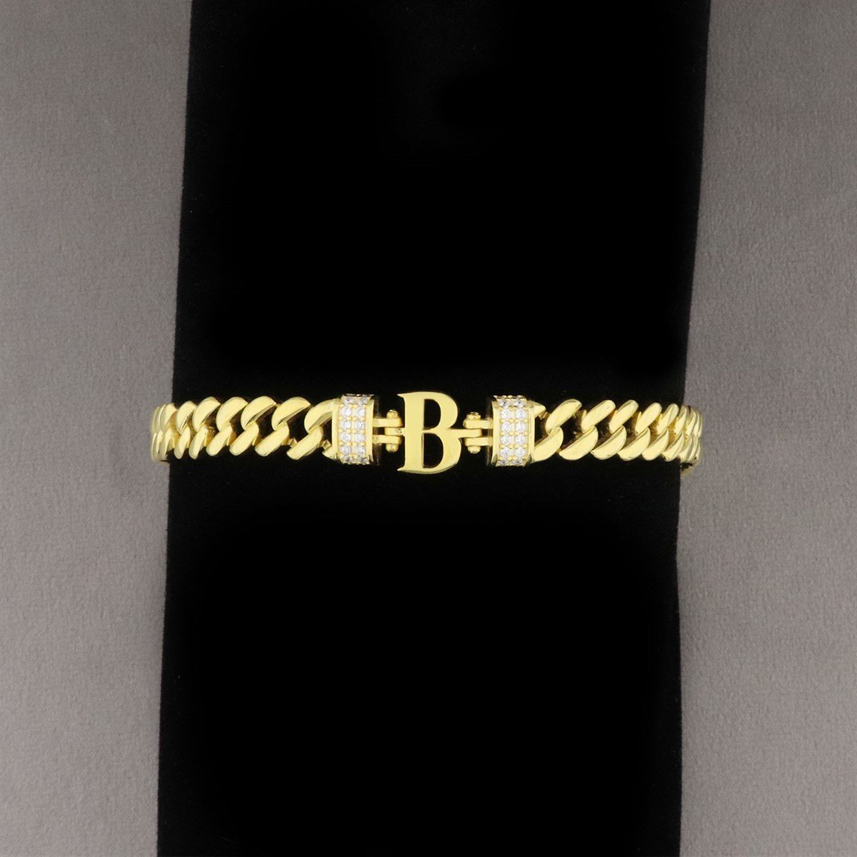 925 Ayar Gümüş B Harfi Gold Bileklik