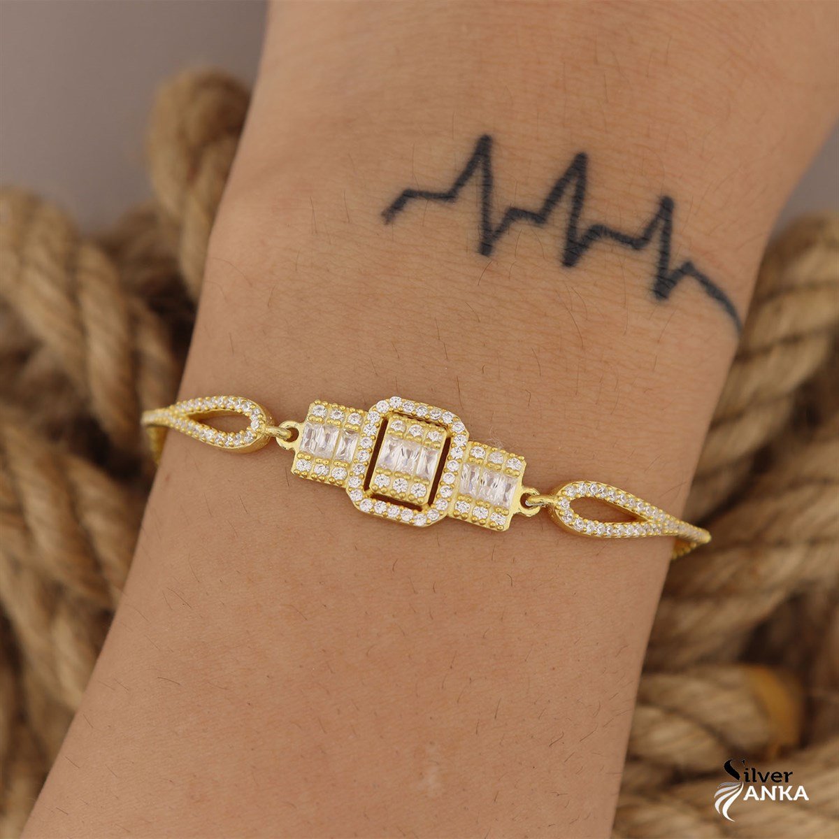 925 Ayar Gümüş Baget Gold Bileklik