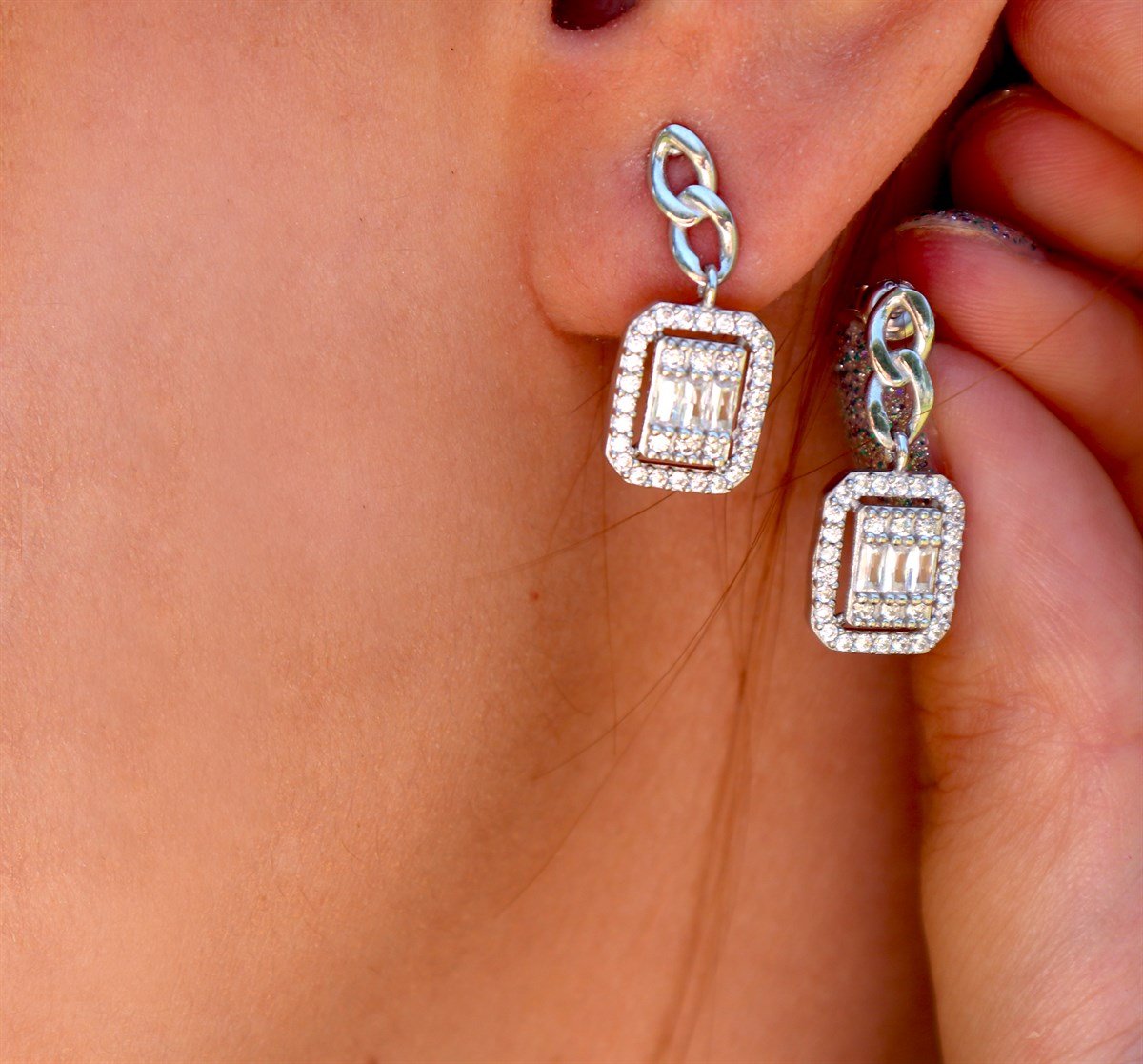 925 Ayar Gümüş Baget Takı Seti Zincir Detay