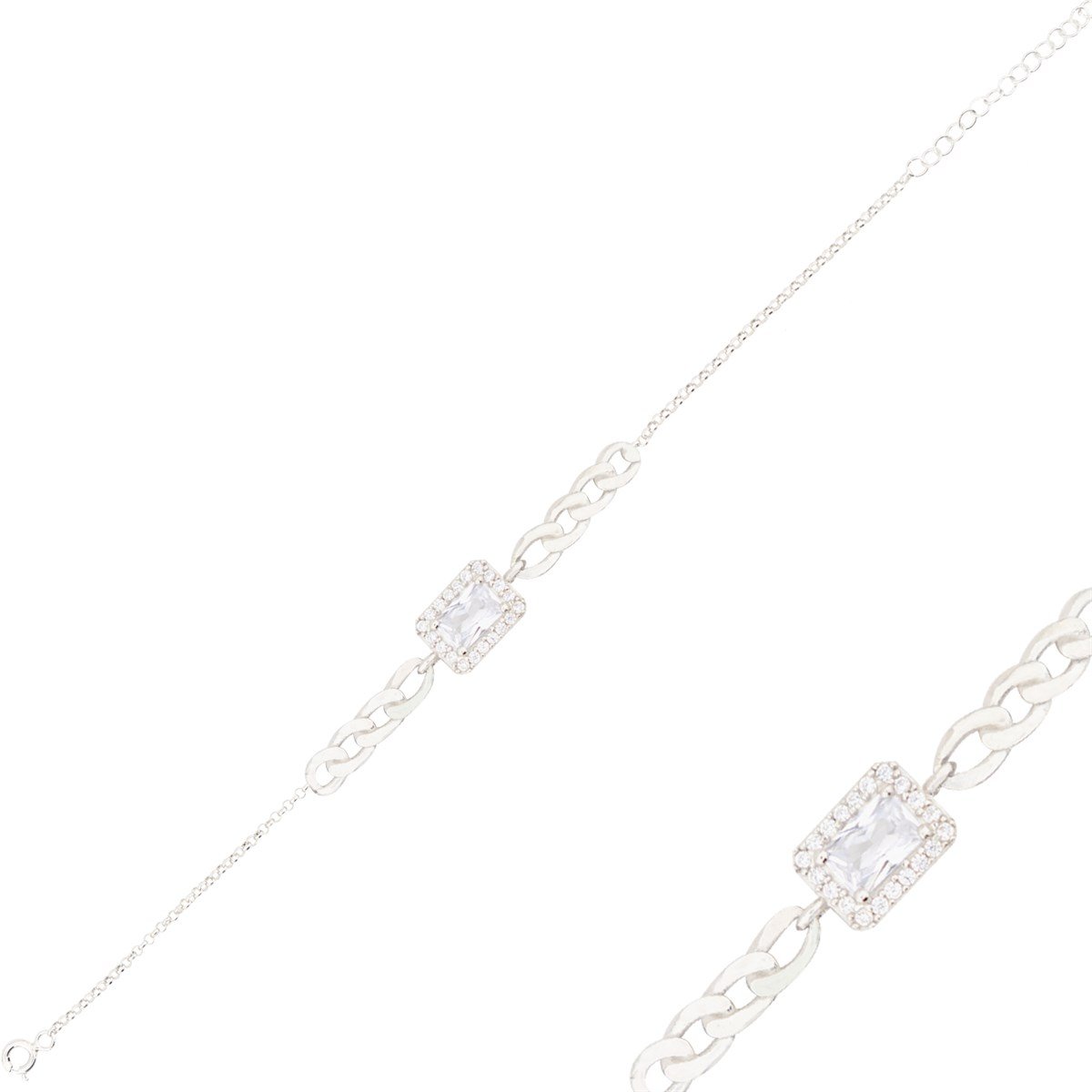 925 Ayar Gümüş Baget Takı Seti Zincir Detay