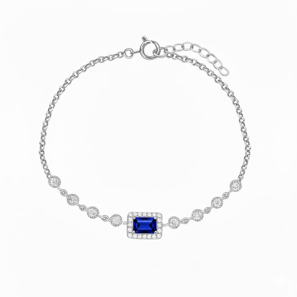 925 Ayar Gümüş Baget Taşlı Bileklik