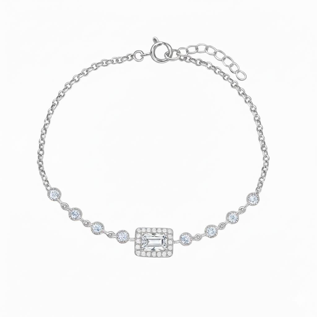 925 Ayar Gümüş Baget Taşlı Bileklik