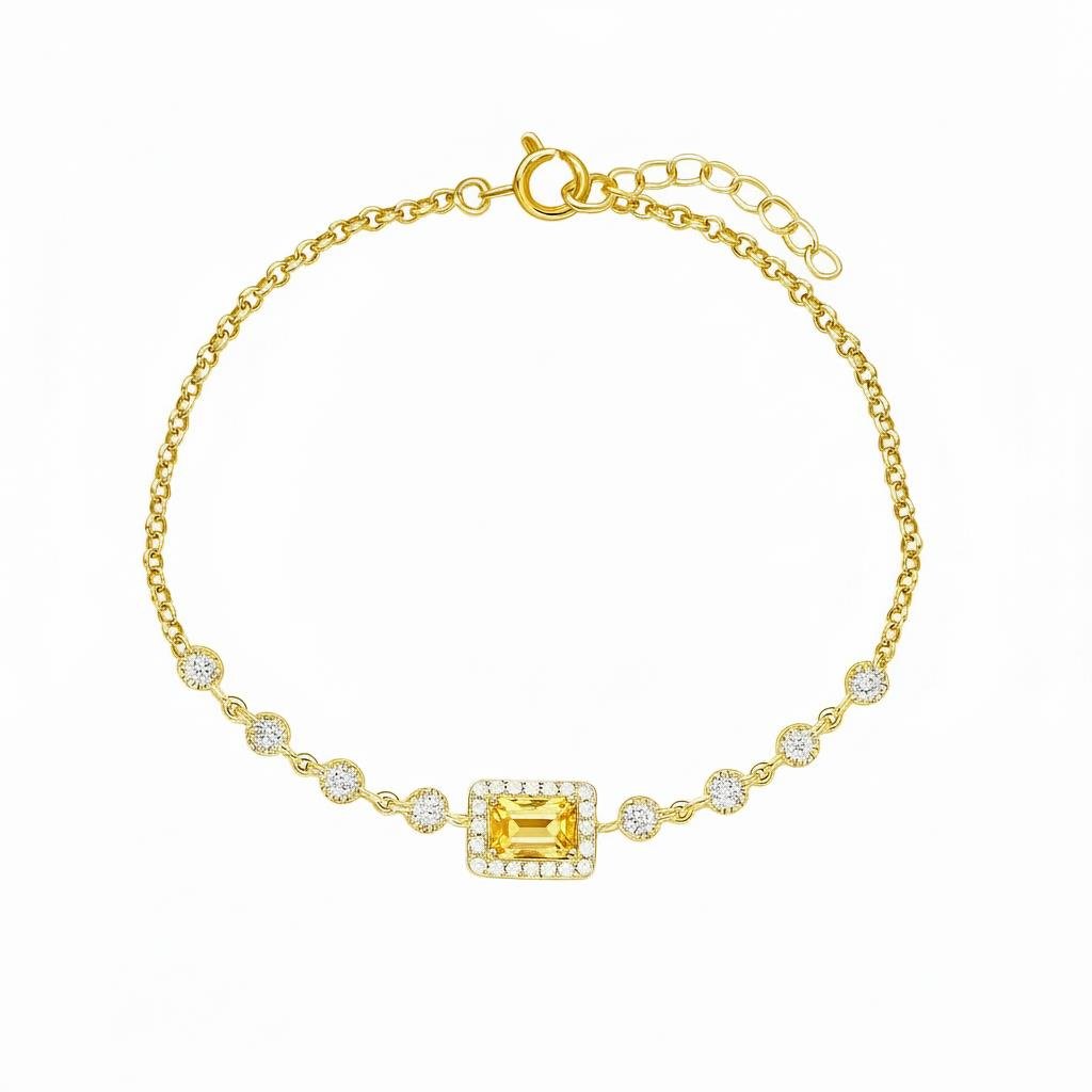 925 Ayar Gümüş Baget Taşlı Bileklik