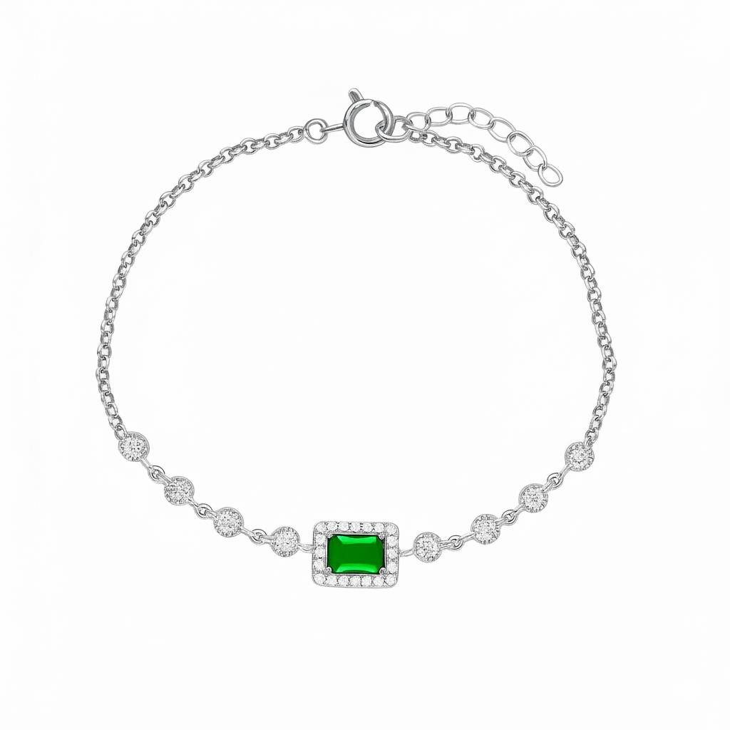 925 Ayar Gümüş Baget Taşlı Bileklik