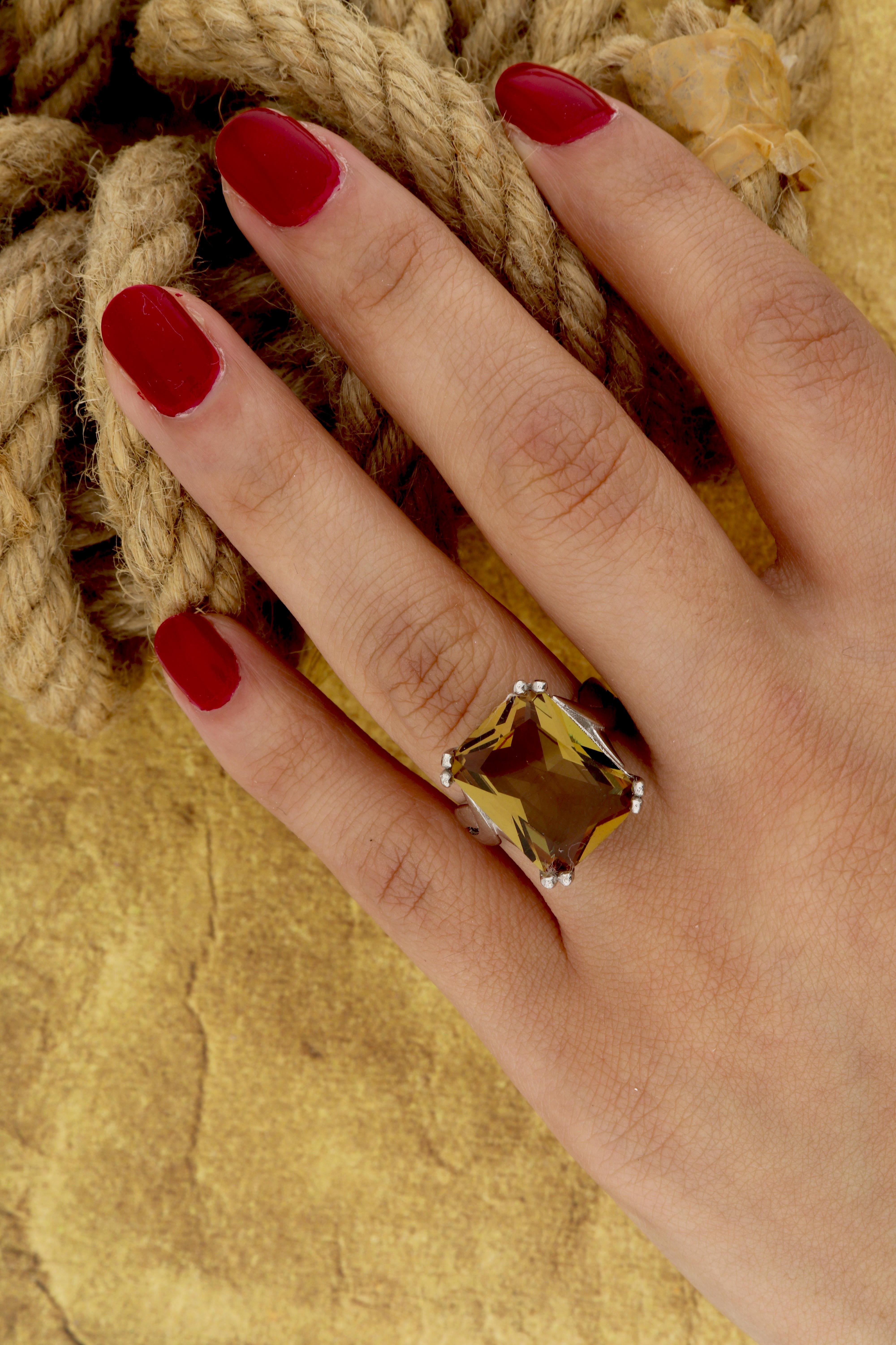 925 Ayar Gümüş Baget Zultanit Taş Yüzük