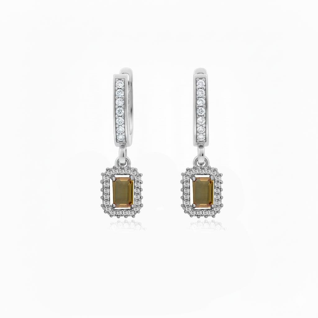 925 Ayar Gümüş Baget Zultanit Taşlı Anturaj Küpe