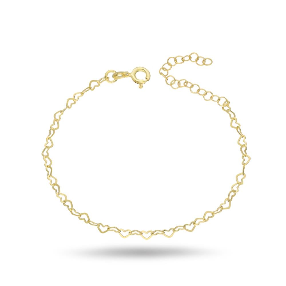 925 Ayar Gümüş Bağlantılı Kalpler Zincir Bileklik