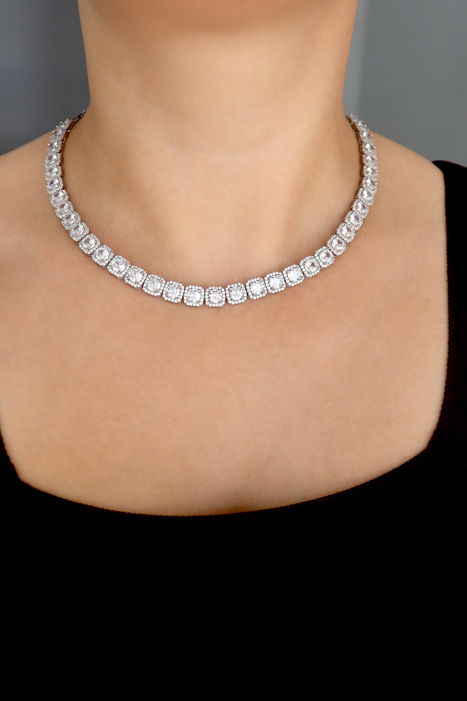 925 Ayar Gümüş Belis Kare Su Yolu Davet Takı Seti