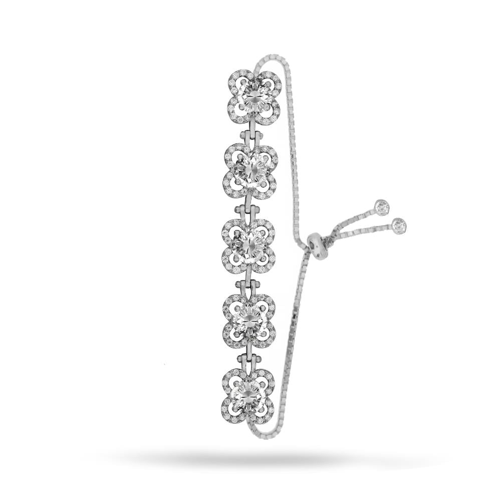 925 Ayar Gümüş Beyaz Çiçek Bileklik