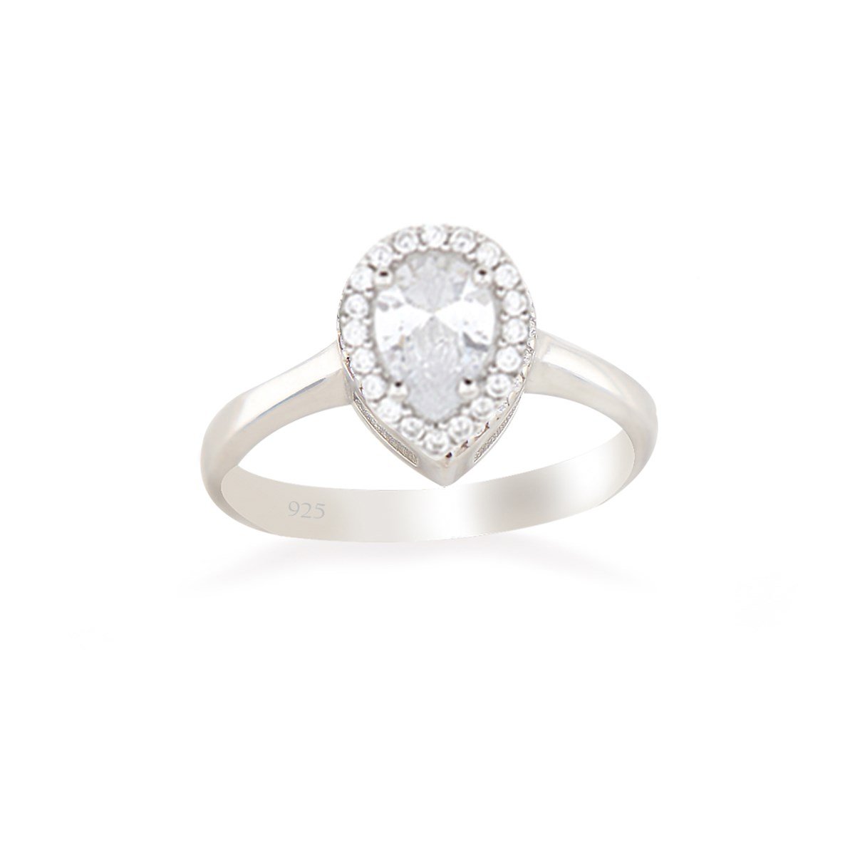 925 Ayar Gümüş Beyaz Damla Taş Takı Seti