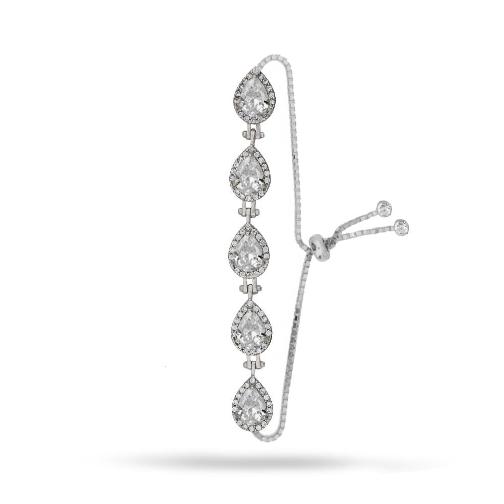 925 Ayar Gümüş Beyaz Damla Taşlı  Bileklik